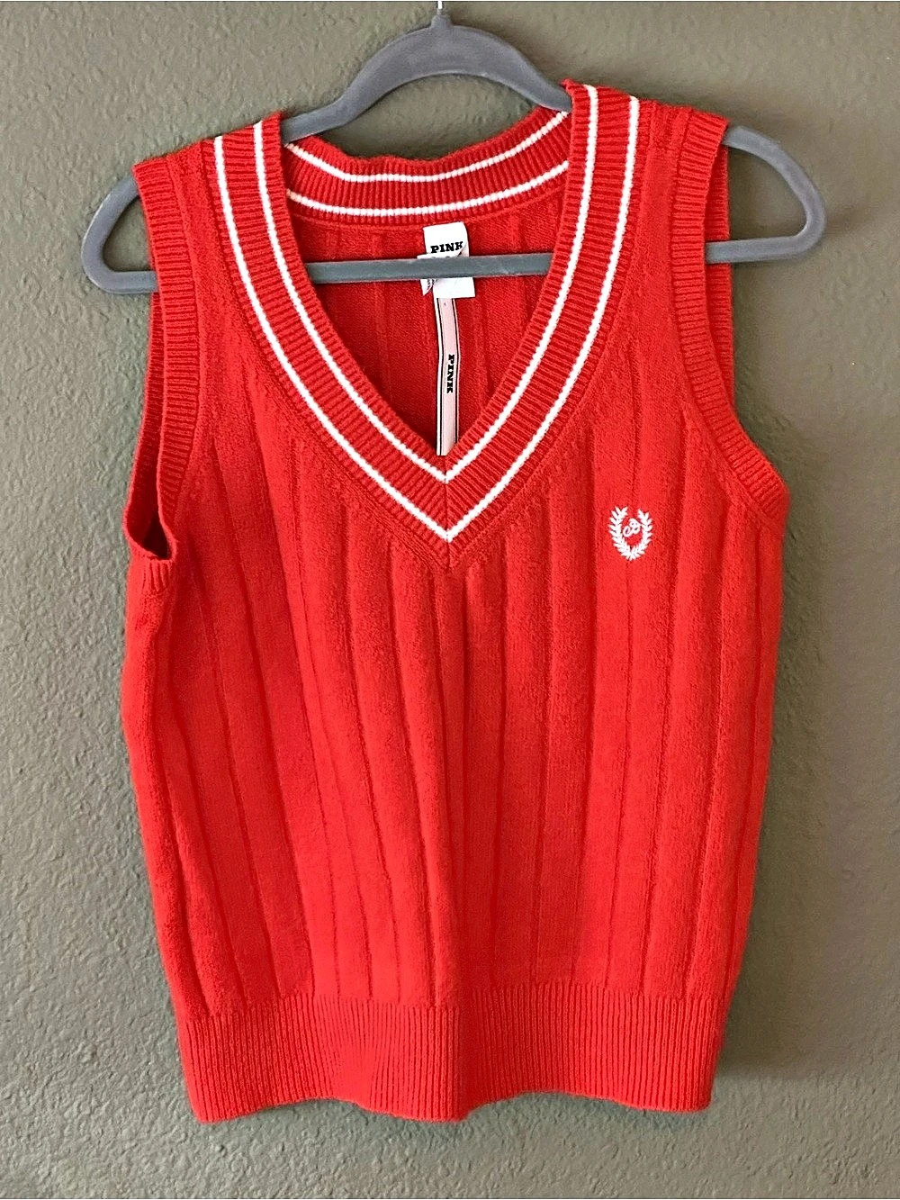 PINK Orange V-Neck Sweater Vest Size Large NWT
